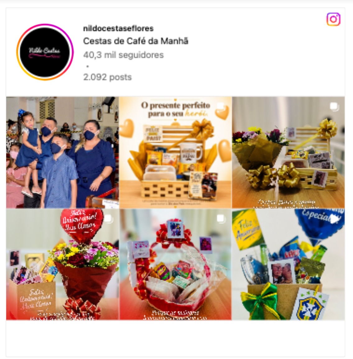 Perfil do Instagram @nildocestaseflores: 40,3 mil seguidores e 2.092 posts